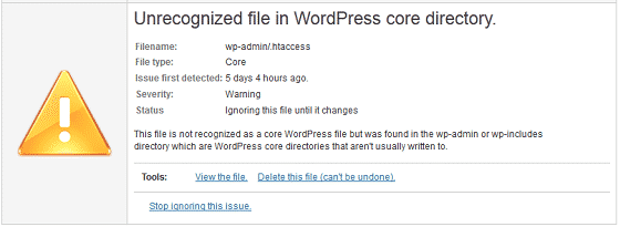 WordFence Security - Unrecognized File in WordPress Core