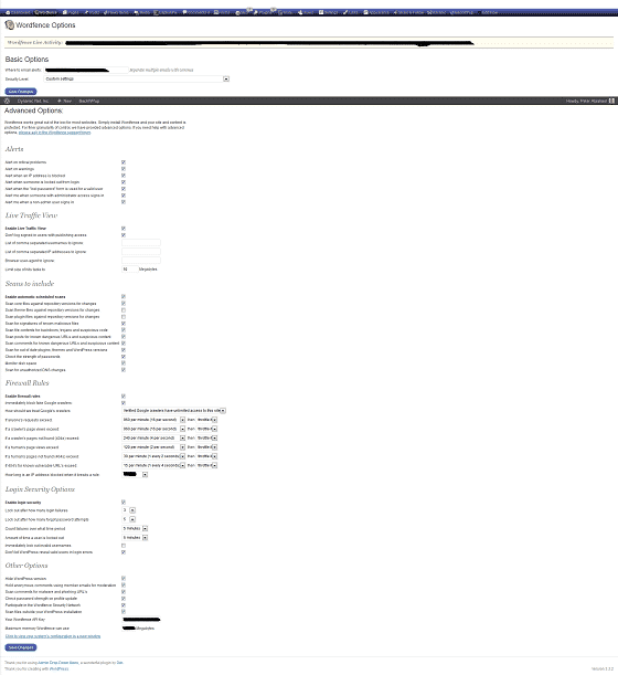 WordFence Security - Advanced Options