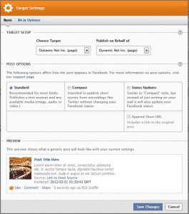 RSS graffiti 2.0 Beta Target Settings basic tab