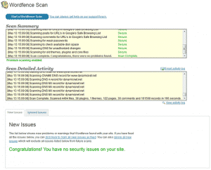 WordFence Security scan